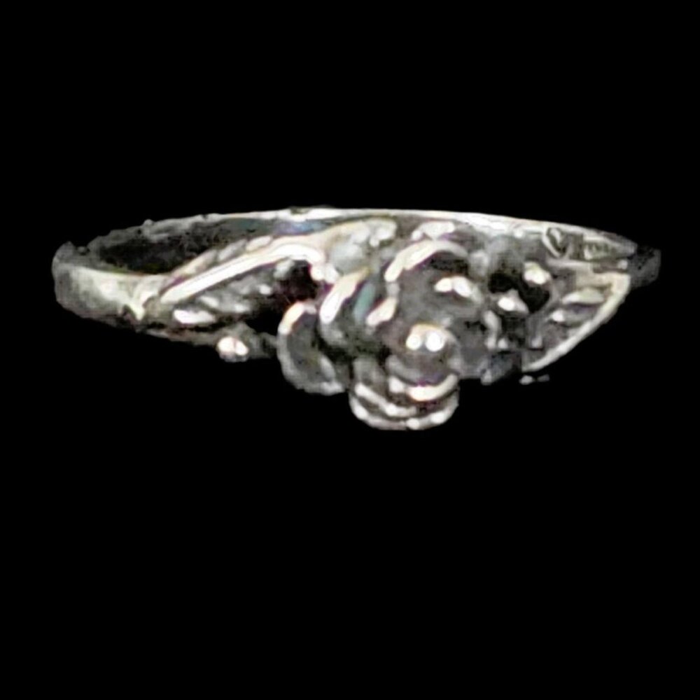 Vintage Delicate 925 Sterling Silver Floral Rose Ring - Picture 6 of 7